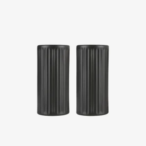 Groovy Salt/Pepper Set Black Stoneware