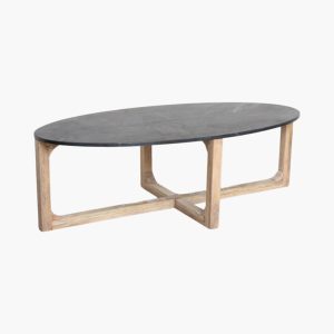 Marble Coffee Table Oval Black